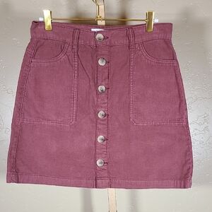 Kensie Jeans Mauve-pink Corduroy Button Front Mini Skirt Women’s Size 4/27